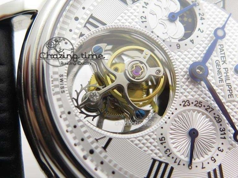 Versatile Grand Complications AXF Best Edition SS White Dial Moonphase (Left) On Black Leather Strap 9094