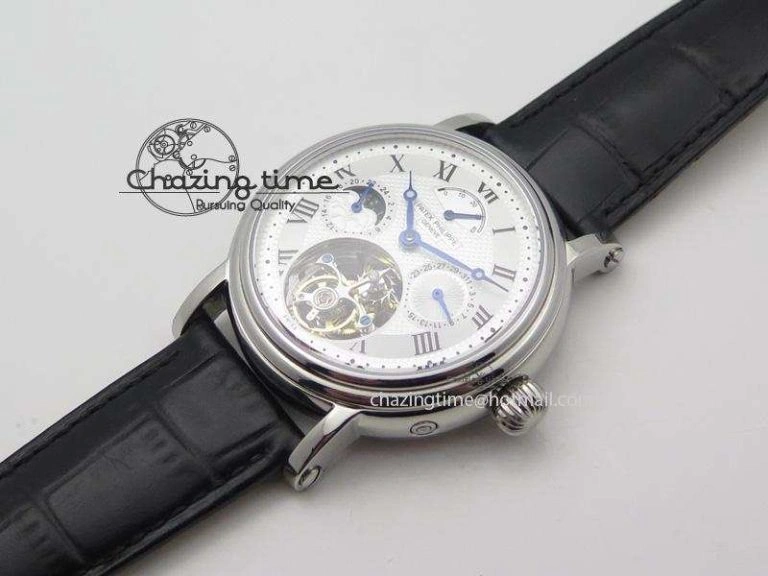 Versatile Grand Complications AXF Best Edition SS White Dial Moonphase (Left) On Black Leather Strap 9094