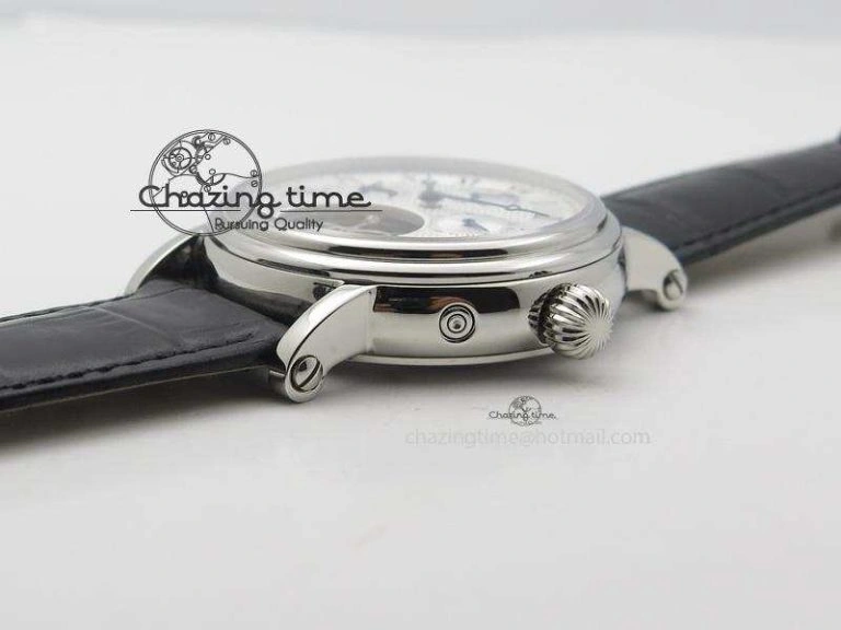 Versatile Grand Complications AXF Best Edition SS White Dial Moonphase (Left) On Black Leather Strap 9094