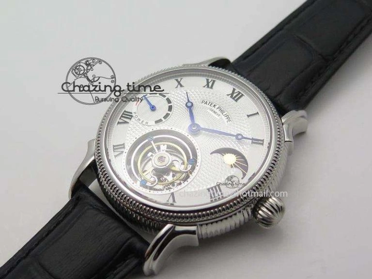 Grand Complications AXF Best Edition SS White Dial On Black Leather Strap TechFriendly 9104
