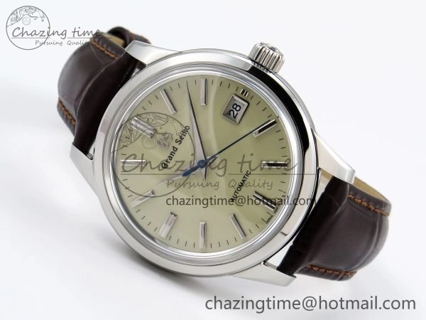 Grand Seiko Elegance Automatic SS GSF 1:1 Best Edition Cream Dial on Brown Leather Strap NH FastDry 6665