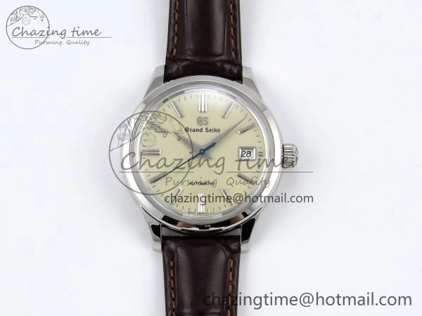 Grand Seiko Elegance Automatic SS GSF 1:1 Best Edition Cream Dial on Brown Leather Strap NH FastDry 6665