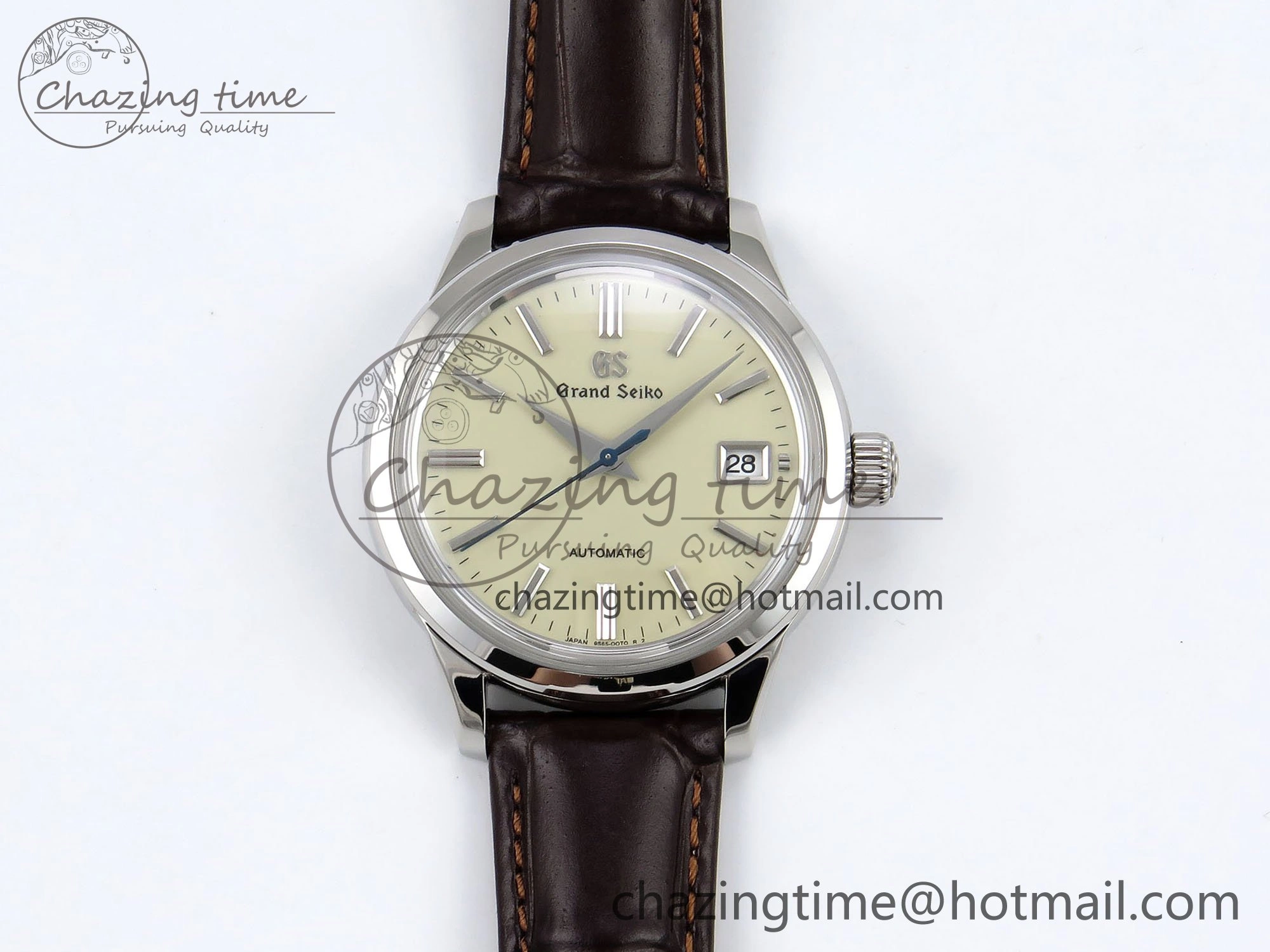 Grand Seiko Elegance Automatic SS GSF 1:1 Best Edition Cream Dial on Brown Leather Strap NH FastDry 6665