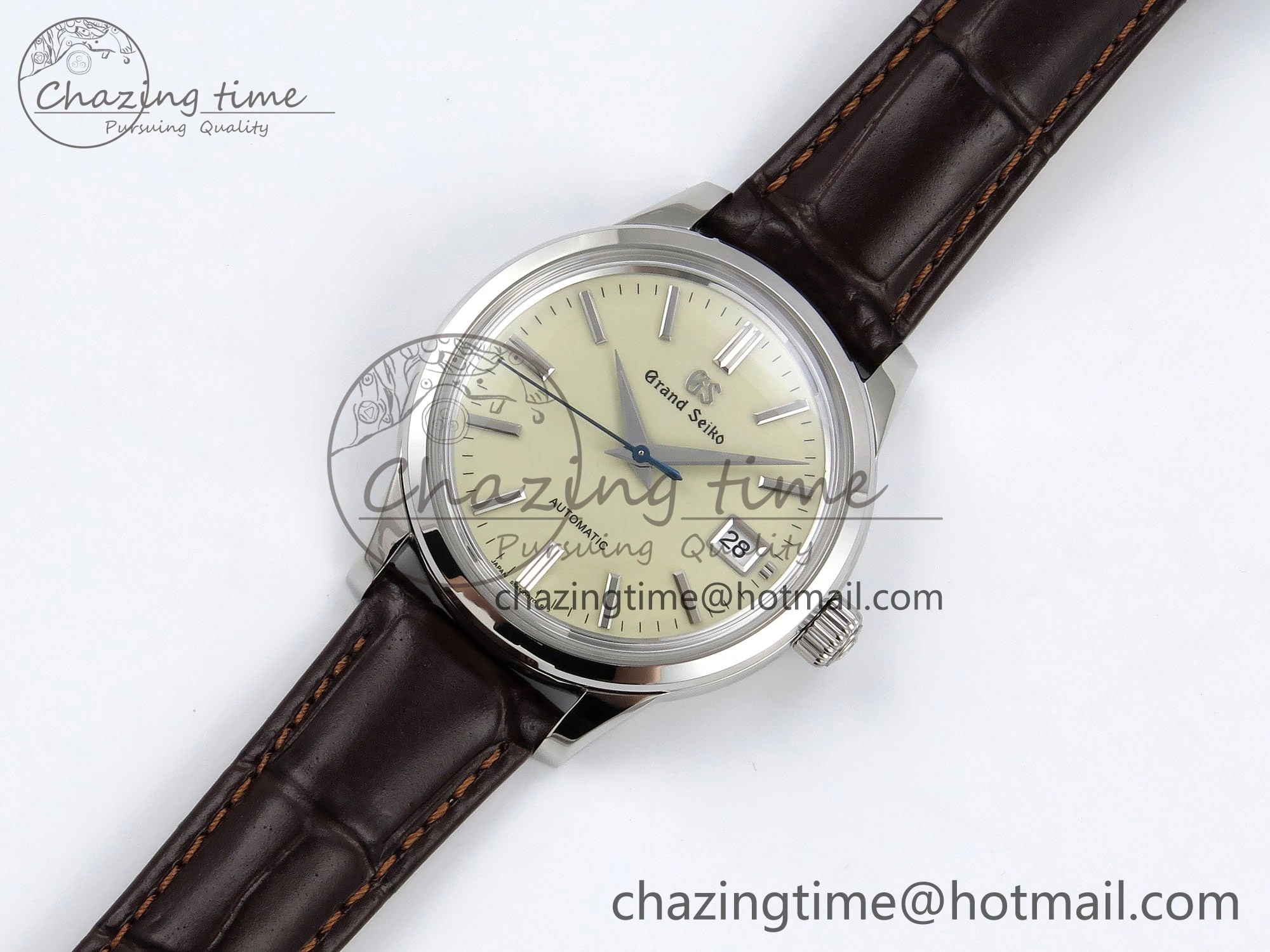 Grand Seiko Elegance Automatic SS GSF 1:1 Best Edition Cream Dial on Brown Leather Strap NH FastDry 6665