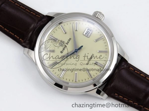 Grand Seiko Elegance Automatic SS GSF 1:1 Best Edition Cream Dial on Brown Leather Strap NH FastDry 6665
