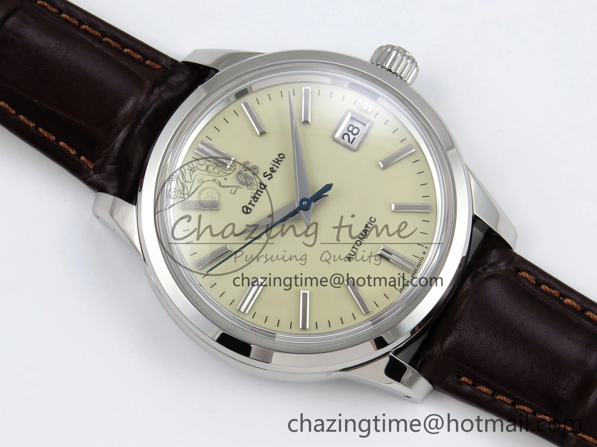 Grand Seiko Elegance Automatic SS GSF 1:1 Best Edition Cream Dial on Brown Leather Strap NH FastDry 6665