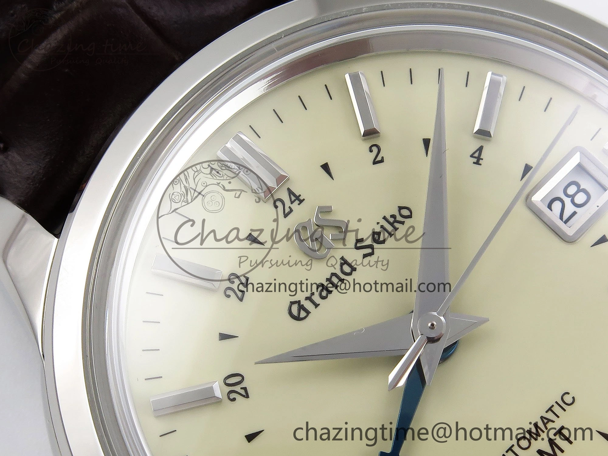 Grand Seiko Elegance GMT SS GSF 1:1 Best Edition Cream Dial on Brown Leather Strap NH WrinkleFree 6666