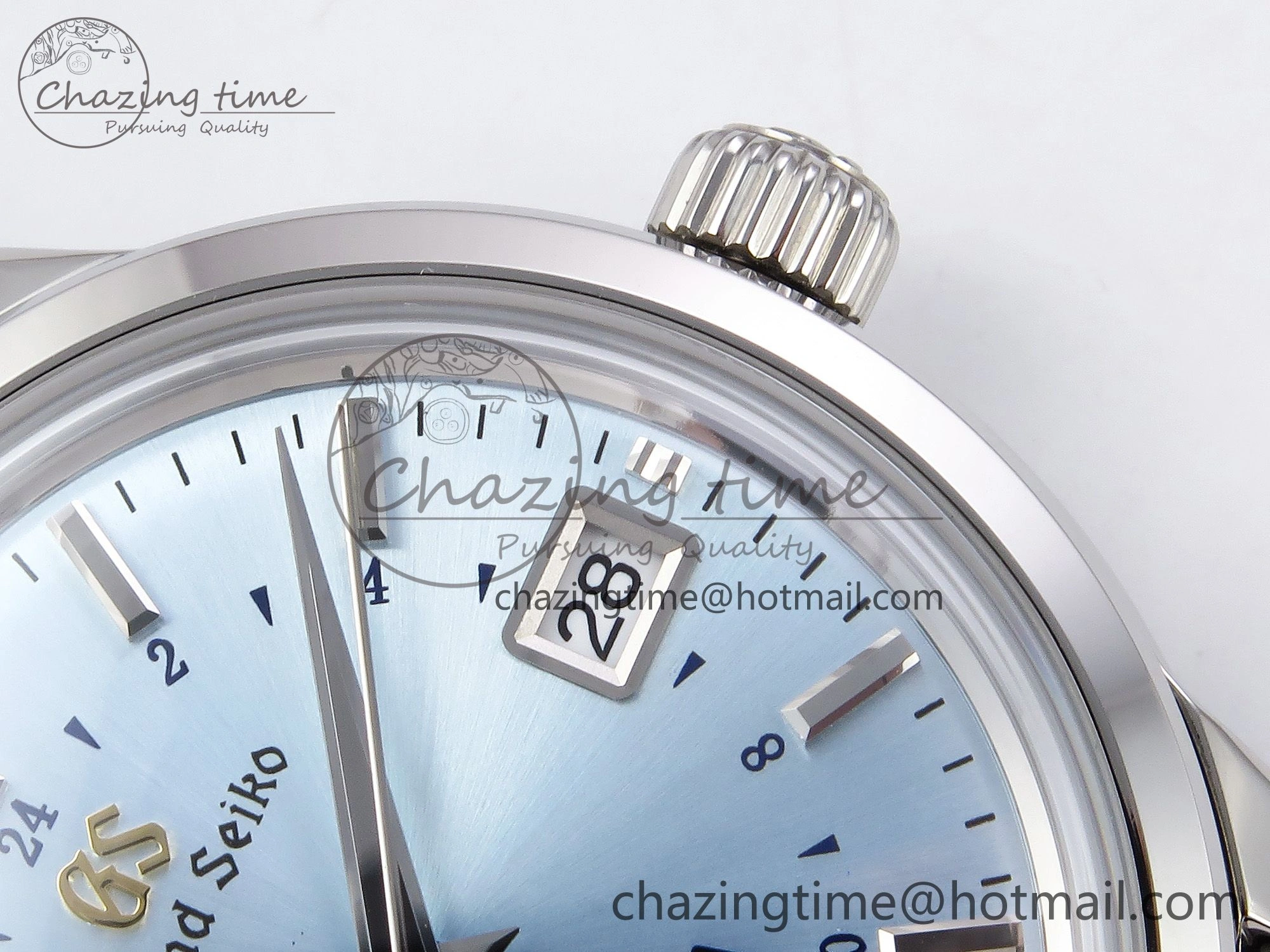 Attractive Grand Seiko Elegance GMT SS GSF 1:1 Best Edition Ice Blue Dial on Brown Leather Strap NH 6661