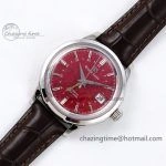 Attractive Grand Seiko Elegance GMT SS GSF 1:1 Best Edition Ice Blue Dial on Brown Leather Strap NH 6661