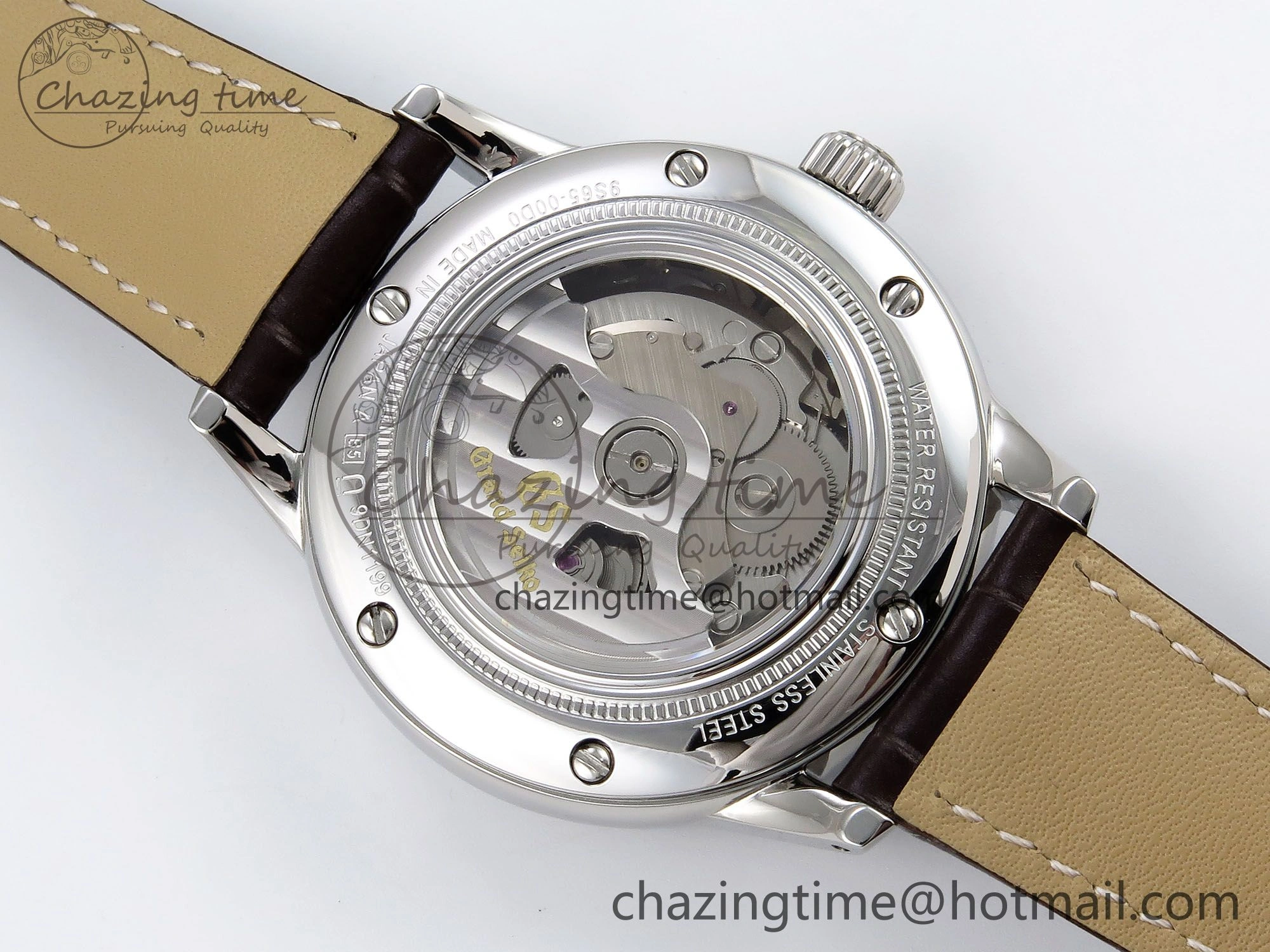 Attractive Grand Seiko Elegance GMT SS GSF 1:1 Best Edition Ice Blue Dial on Brown Leather Strap NH 6661
