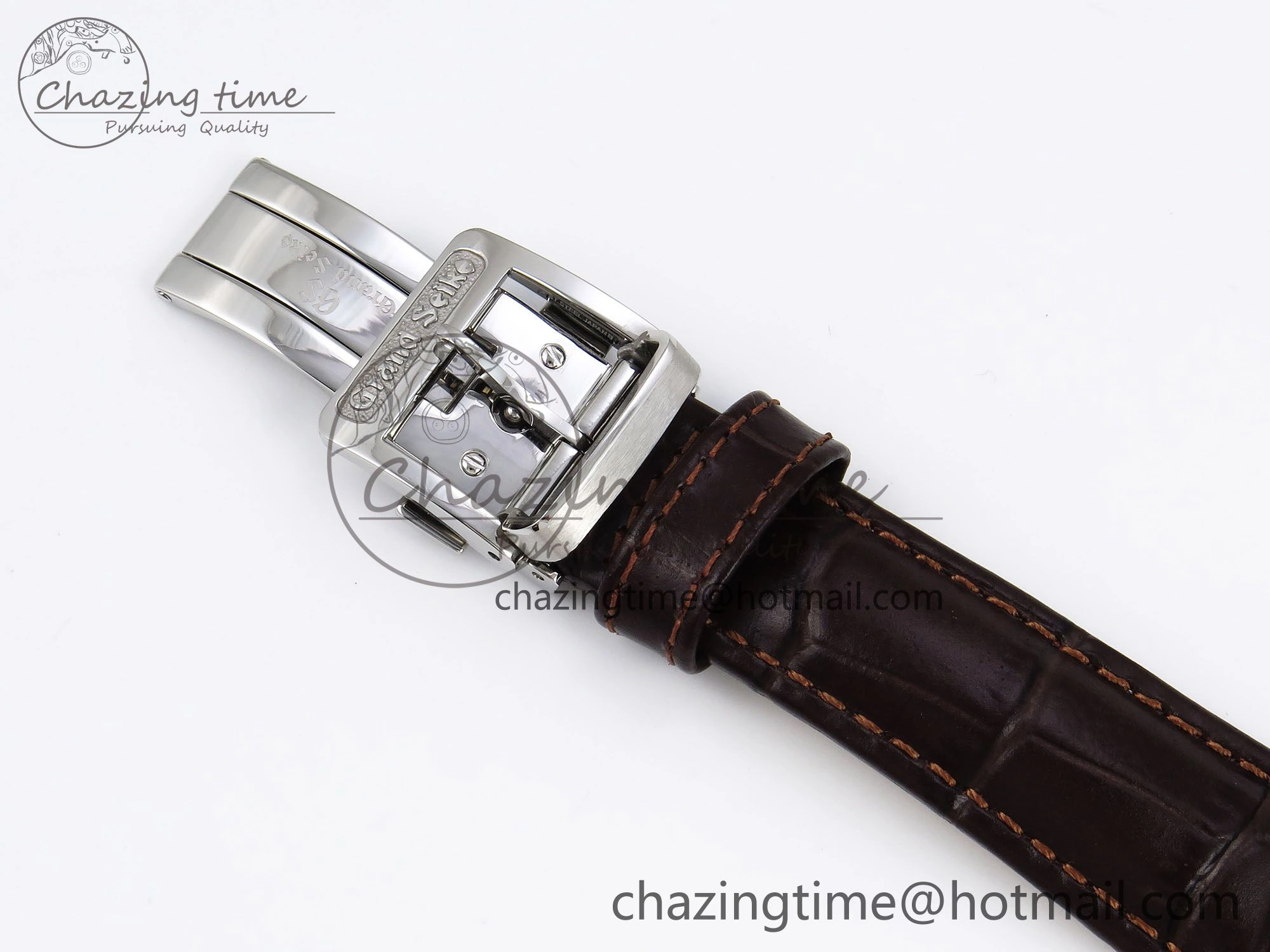 Attractive Grand Seiko Elegance GMT SS GSF 1:1 Best Edition Ice Blue Dial on Brown Leather Strap NH 6661