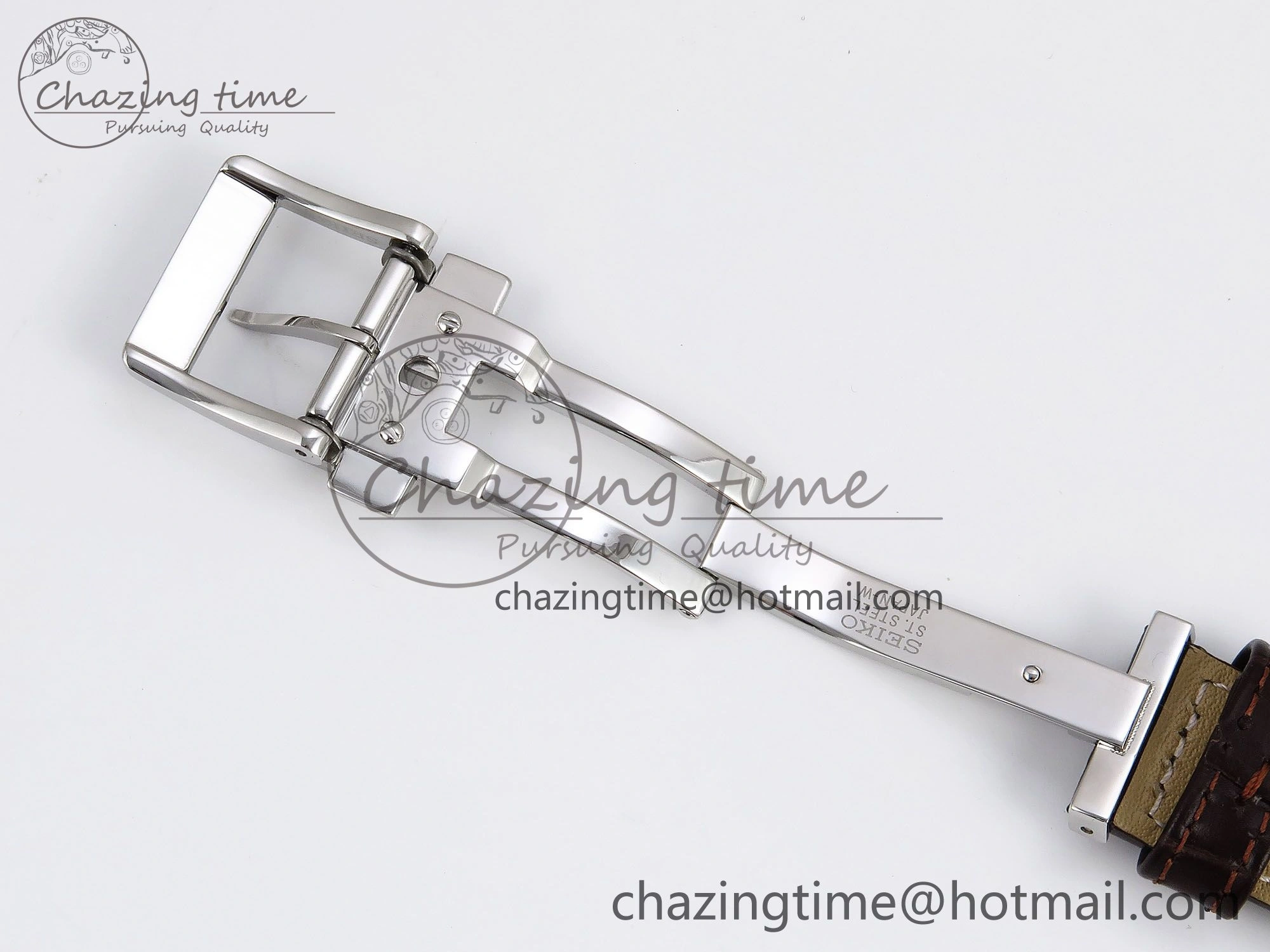 Attractive Grand Seiko Elegance GMT SS GSF 1:1 Best Edition Ice Blue Dial on Brown Leather Strap NH 6661