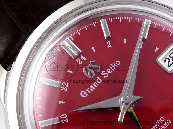 Packable Grand Seiko Elegance GMT SS GSF 1:1 Best Edition Red Dial on Brown Leather Strap NH 6660