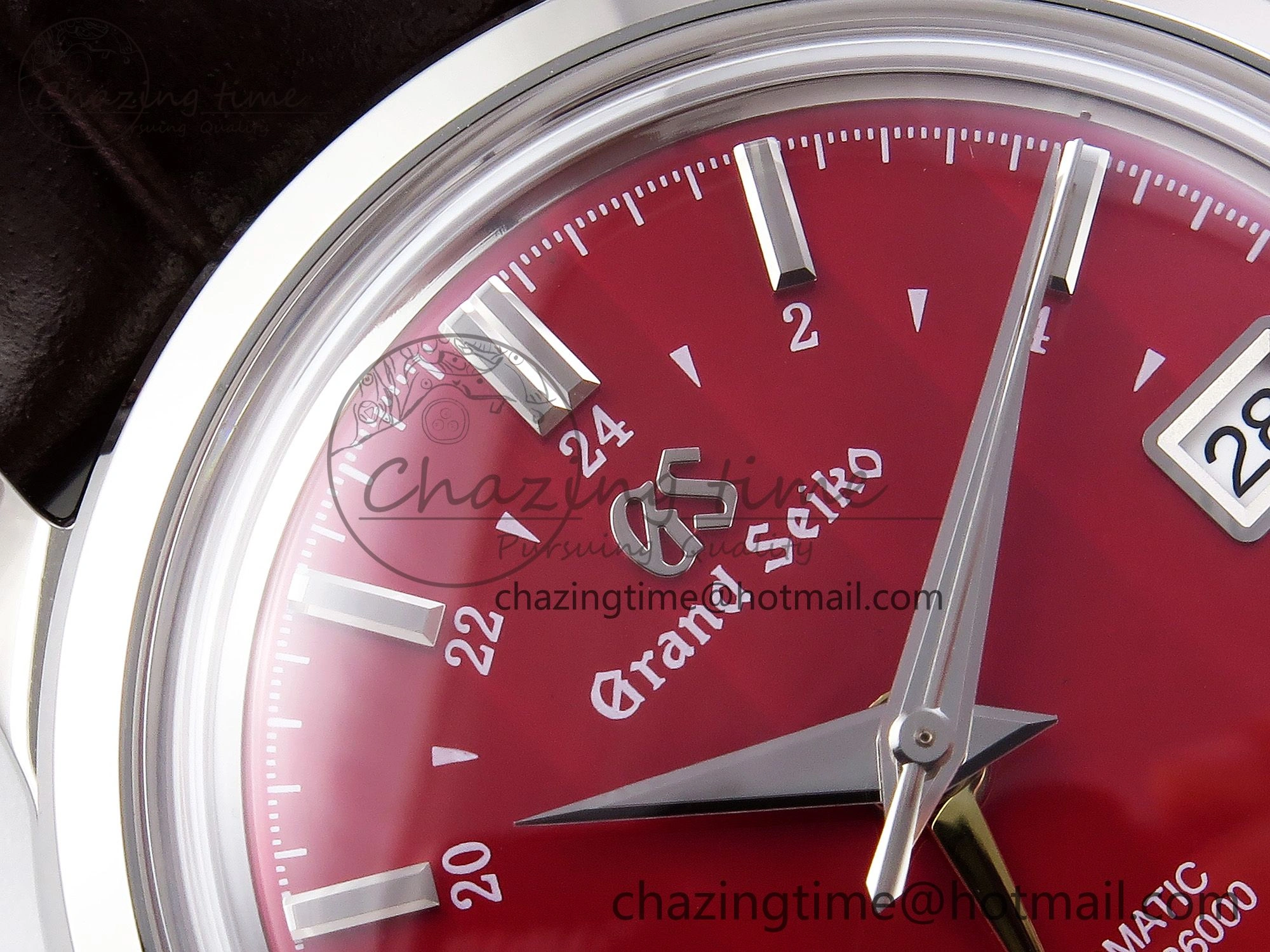 Packable Grand Seiko Elegance GMT SS GSF 1:1 Best Edition Red Dial on Brown Leather Strap NH 6660