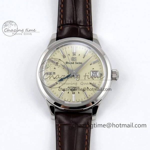 Packable Grand Seiko Elegance GMT SS GSF 1:1 Best Edition Red Dial on Brown Leather Strap NH 6660
