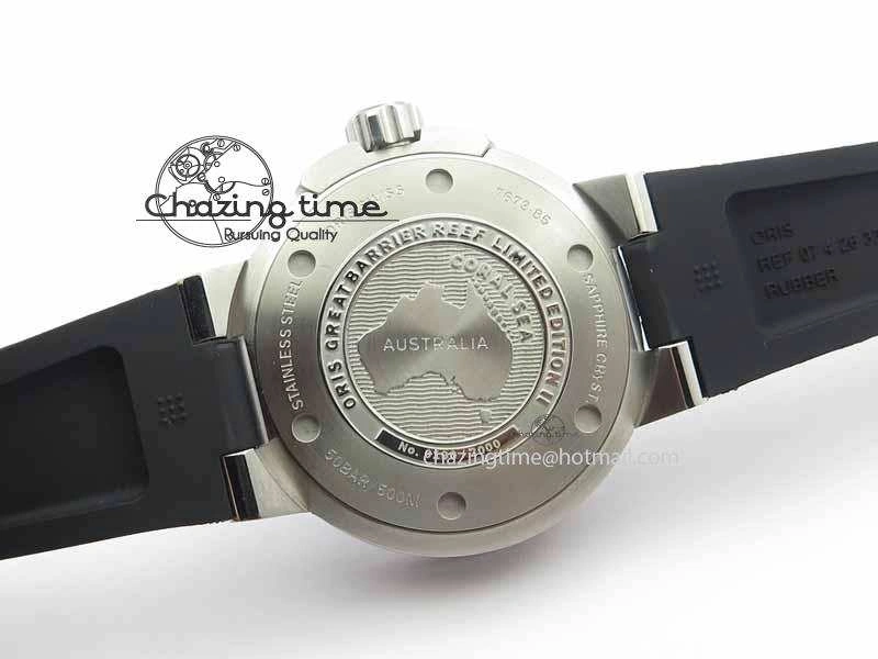 Stretchable Great Barrier Reef Limited Edition II SS Black Dial On Black Rubber Strap A 8293