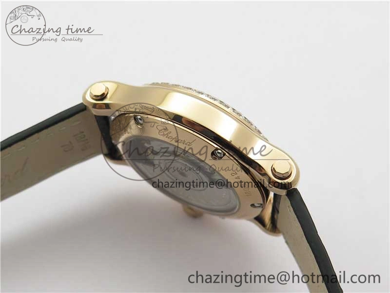 HAPPY SPORT AUTOMATIC RG 36MM CRYSTAL YYF 1:1 BEST EDITION WHITE DIAL ON BLACK LEATHER STRAP A MultiPurpose 10311