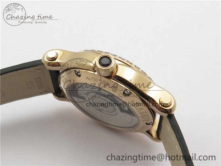 HAPPY SPORT AUTOMATIC RG 36MM CRYSTAL YYF 1:1 BEST EDITION WHITE DIAL ON BLACK LEATHER STRAP A MultiPurpose 10311