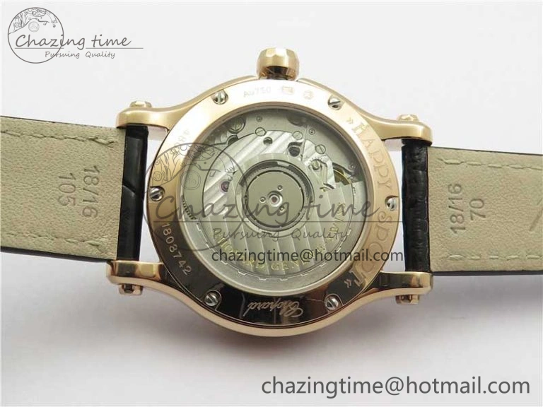 HAPPY SPORT AUTOMATIC RG 36MM CRYSTAL YYF 1:1 BEST EDITION WHITE DIAL ON BLACK LEATHER STRAP A MultiPurpose 10311