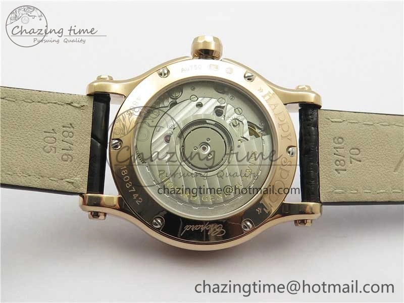 HAPPY SPORT AUTOMATIC RG 36MM CRYSTAL YYF 1:1 BEST EDITION WHITE DIAL ON BLACK LEATHER STRAP A MultiPurpose 10311