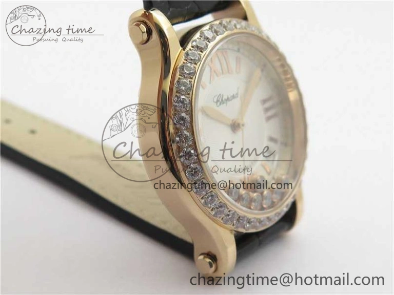 HAPPY SPORT AUTOMATIC RG 36MM CRYSTAL YYF 1:1 BEST EDITION WHITE DIAL ON BLACK LEATHER STRAP A MultiPurpose 10311