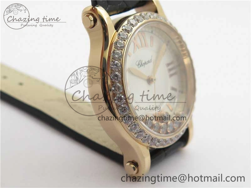 HAPPY SPORT AUTOMATIC RG 36MM CRYSTAL YYF 1:1 BEST EDITION WHITE DIAL ON BLACK LEATHER STRAP A MultiPurpose 10311
