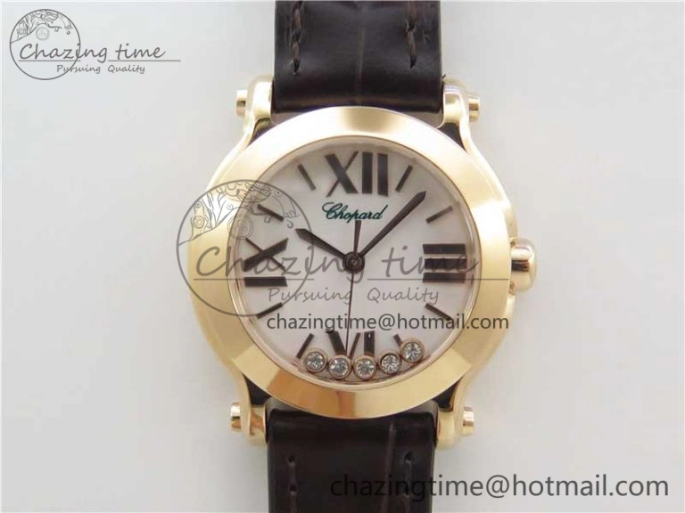 HAPPY SPORT AUTOMATIC RG 36MM YYF 1:1 BEST EDITION WHITE DIAL ON RED LEATHER STRAP A Soft 6381