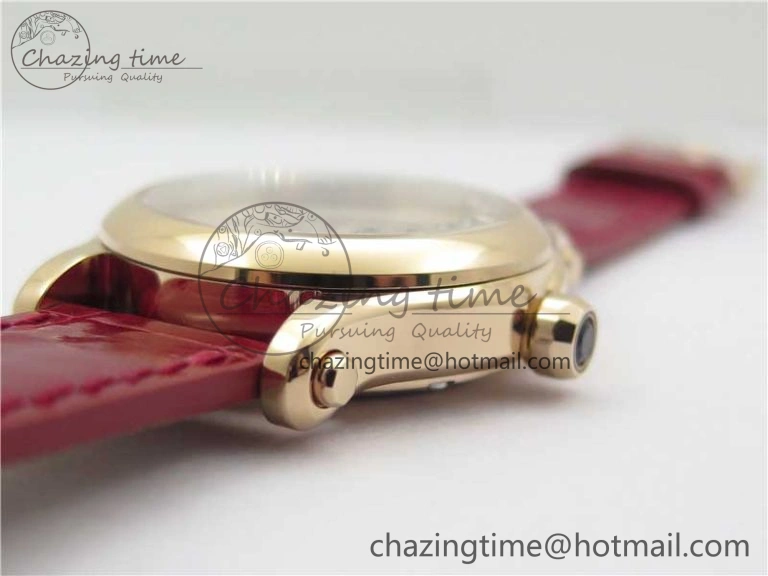 HAPPY SPORT AUTOMATIC RG 36MM YYF 1:1 BEST EDITION WHITE DIAL ON RED LEATHER STRAP A Soft 6381