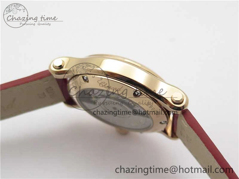 HAPPY SPORT AUTOMATIC RG 36MM YYF 1:1 BEST EDITION WHITE DIAL ON RED LEATHER STRAP A Soft 6381