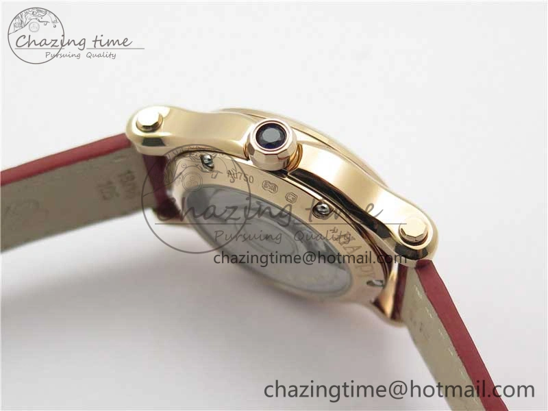 HAPPY SPORT AUTOMATIC RG 36MM YYF 1:1 BEST EDITION WHITE DIAL ON RED LEATHER STRAP A Soft 6381
