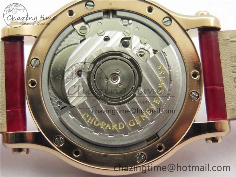 HAPPY SPORT AUTOMATIC RG 36MM YYF 1:1 BEST EDITION WHITE DIAL ON RED LEATHER STRAP A Soft 6381