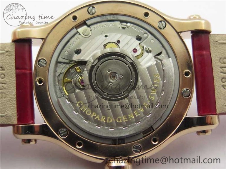 HAPPY SPORT AUTOMATIC RG 36MM YYF 1:1 BEST EDITION WHITE DIAL ON RED LEATHER STRAP A Soft 6381