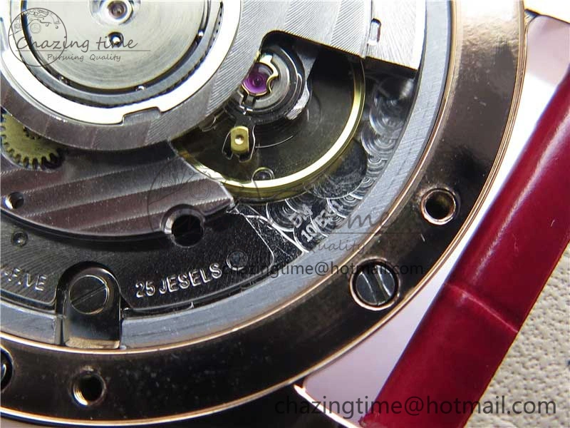 HAPPY SPORT AUTOMATIC RG 36MM YYF 1:1 BEST EDITION WHITE DIAL ON RED LEATHER STRAP A Soft 6381