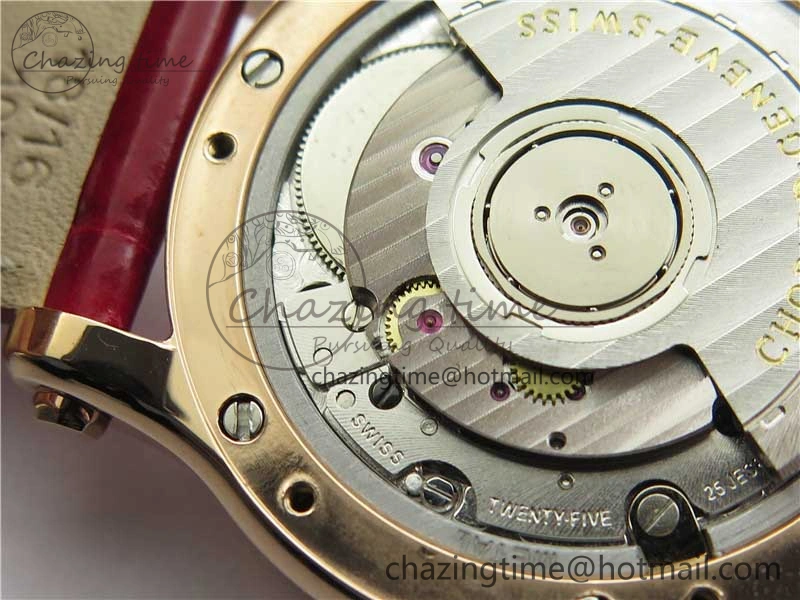 HAPPY SPORT AUTOMATIC RG 36MM YYF 1:1 BEST EDITION WHITE DIAL ON RED LEATHER STRAP A Soft 6381