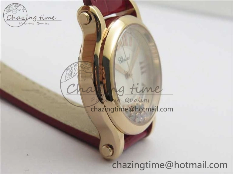 HAPPY SPORT AUTOMATIC RG 36MM YYF 1:1 BEST EDITION WHITE DIAL ON RED LEATHER STRAP A Soft 6381