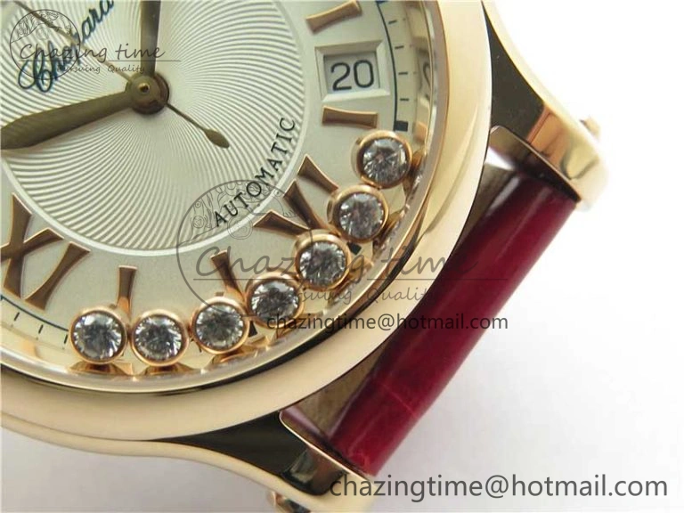 HAPPY SPORT AUTOMATIC RG 36MM YYF 1:1 BEST EDITION WHITE DIAL ON RED LEATHER STRAP A Soft 6381