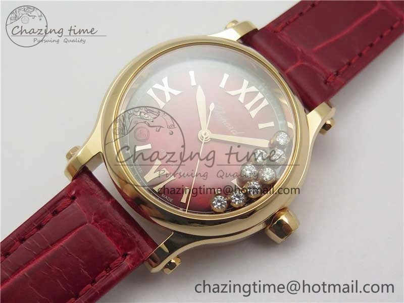 HAPPY SPORT AUTOMATIC RG 36MM ZF 1:1 BEST EDITION RED MOP DIAL ON RED LEATHER STRAP MIYOTA Lightweight 10302