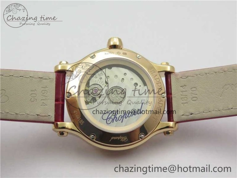 HAPPY SPORT AUTOMATIC RG 36MM ZF 1:1 BEST EDITION RED MOP DIAL ON RED LEATHER STRAP MIYOTA Lightweight 10302