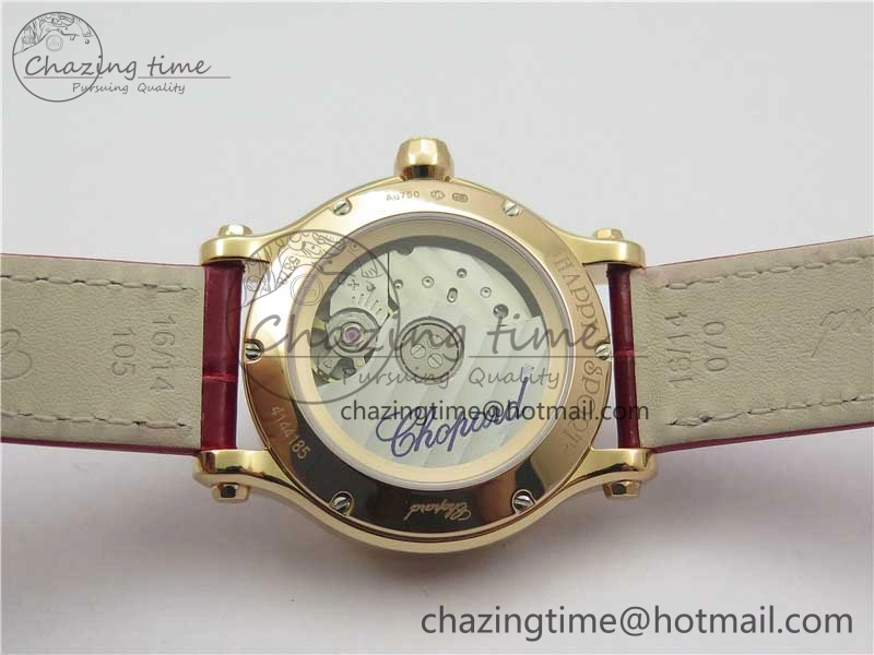 HAPPY SPORT AUTOMATIC RG 36MM ZF 1:1 BEST EDITION RED MOP DIAL ON RED LEATHER STRAP MIYOTA Lightweight 10302