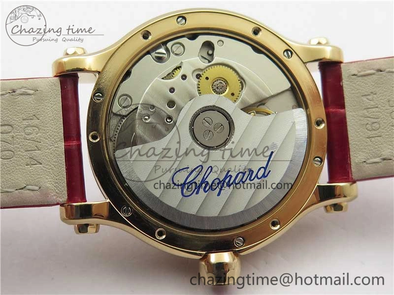 HAPPY SPORT AUTOMATIC RG 36MM ZF 1:1 BEST EDITION RED MOP DIAL ON RED LEATHER STRAP MIYOTA Lightweight 10302