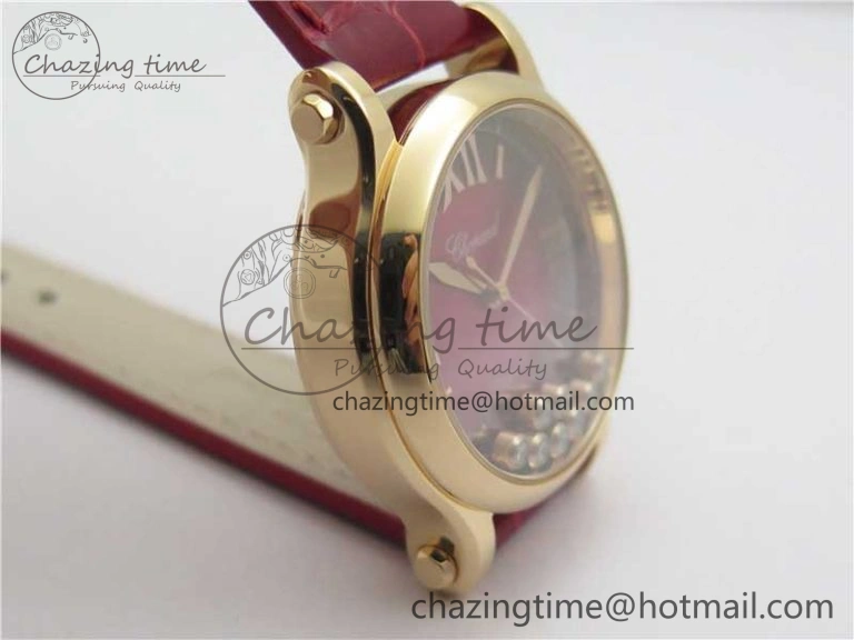 HAPPY SPORT AUTOMATIC RG 36MM ZF 1:1 BEST EDITION RED MOP DIAL ON RED LEATHER STRAP MIYOTA Lightweight 10302