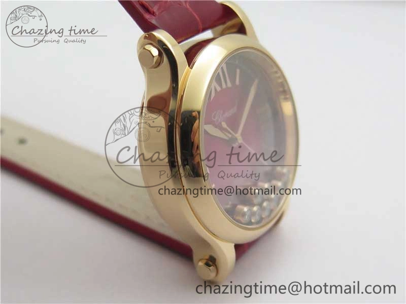 HAPPY SPORT AUTOMATIC RG 36MM ZF 1:1 BEST EDITION RED MOP DIAL ON RED LEATHER STRAP MIYOTA Lightweight 10302