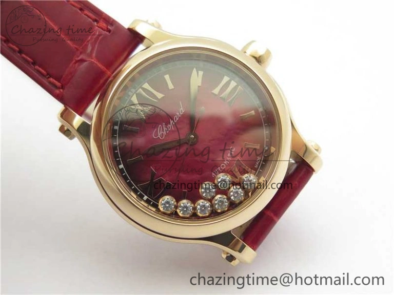 HAPPY SPORT AUTOMATIC RG 36MM ZF 1:1 BEST EDITION RED MOP DIAL ON RED LEATHER STRAP MIYOTA Lightweight 10302