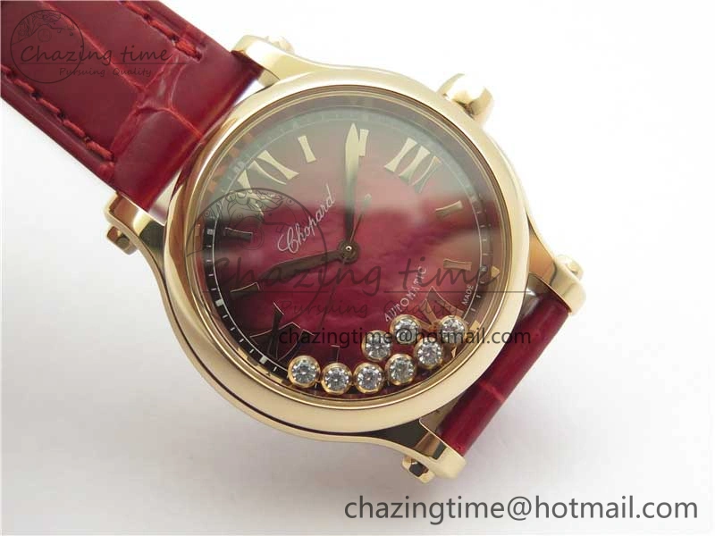 HAPPY SPORT AUTOMATIC RG 36MM ZF 1:1 BEST EDITION RED MOP DIAL ON RED LEATHER STRAP MIYOTA Lightweight 10302