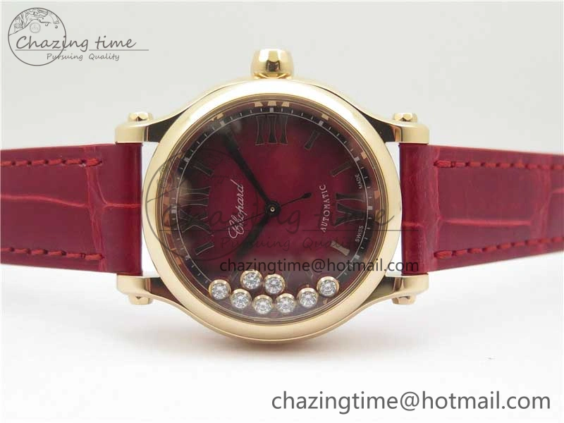 HAPPY SPORT AUTOMATIC RG 36MM ZF 1:1 BEST EDITION RED MOP DIAL ON RED LEATHER STRAP MIYOTA Lightweight 10302