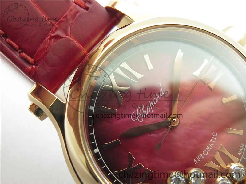 HAPPY SPORT AUTOMATIC RG 36MM ZF 1:1 BEST EDITION RED MOP DIAL ON RED LEATHER STRAP MIYOTA Lightweight 10302