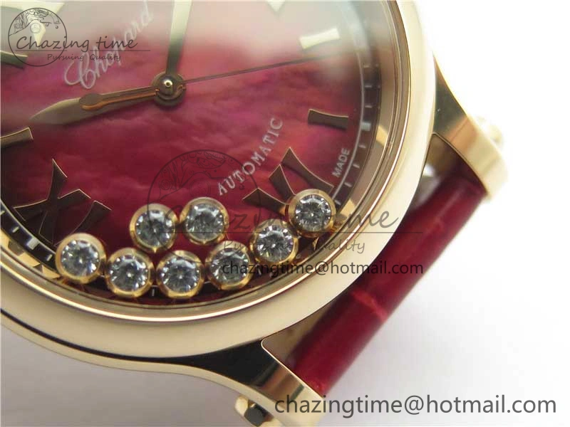 HAPPY SPORT AUTOMATIC RG 36MM ZF 1:1 BEST EDITION RED MOP DIAL ON RED LEATHER STRAP MIYOTA Lightweight 10302