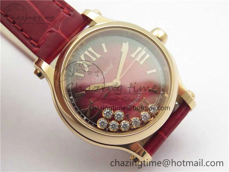 HAPPY SPORT AUTOMATIC RG 36MM ZF 1:1 BEST EDITION RED MOP DIAL ON RED LEATHER STRAP MIYOTA Lightweight 10302
