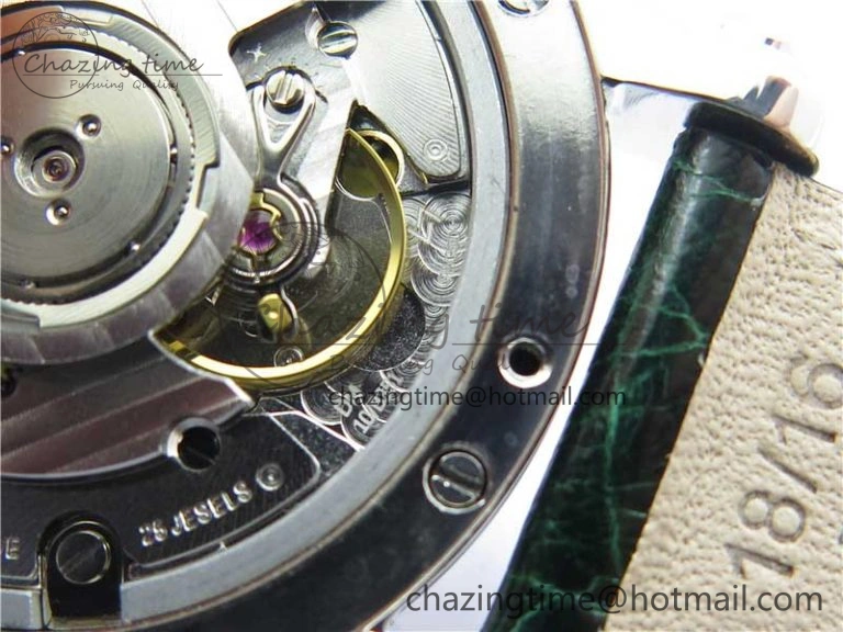 EyeCatching HAPPY SPORT AUTOMATIC SS 36MM CRYSTAL YYF 1:1 BEST EDITION WHITE DIAL ON GREEN LEATHER STRAP A 10313