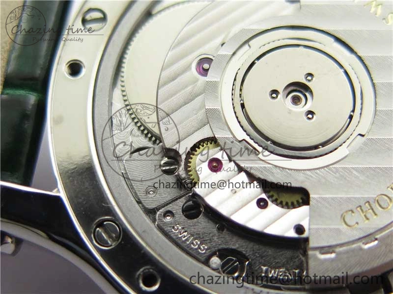 EyeCatching HAPPY SPORT AUTOMATIC SS 36MM CRYSTAL YYF 1:1 BEST EDITION WHITE DIAL ON GREEN LEATHER STRAP A 10313